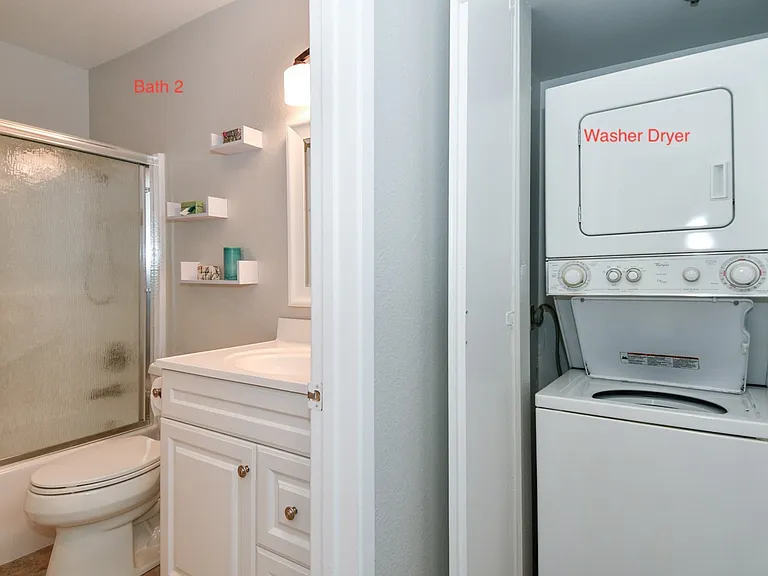 Full Bath 2 next to In-Unit Washer and Dryer