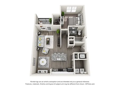Floor plan A6 - One Bedroom, One Bathroom