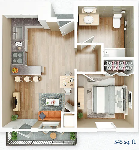 Floor plan Large One-Bedroom