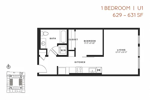 Floor plan Urban One Bedroom U1