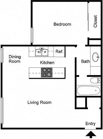 Floor plan 1 Bedroom 1 Bath