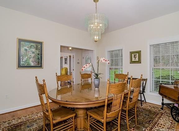 Enter into a foyer with din...