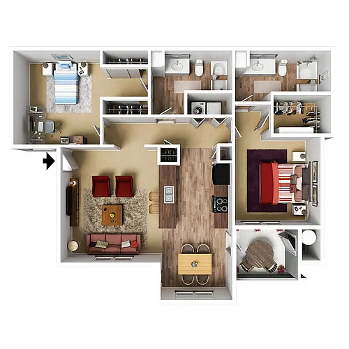 Floor plan 2 Bedroom 2 Bath