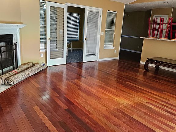 Living room with amazing Brazilian wood floors.