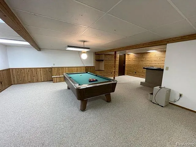 basement with pool table