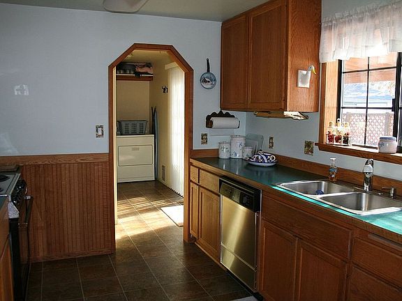 Kitchen view looking towards laundry room