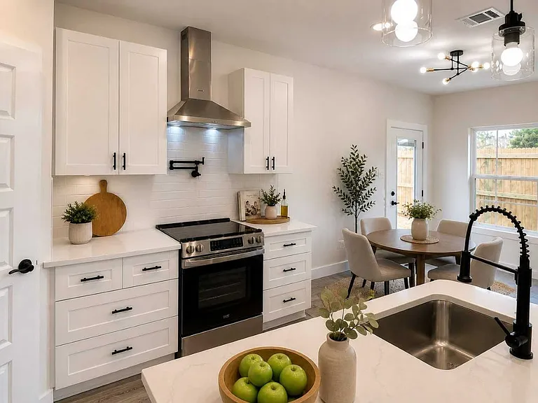ENHANCED AND VIRTUALLY STAGED WITH AI. Suggested decorations are not found in the property.