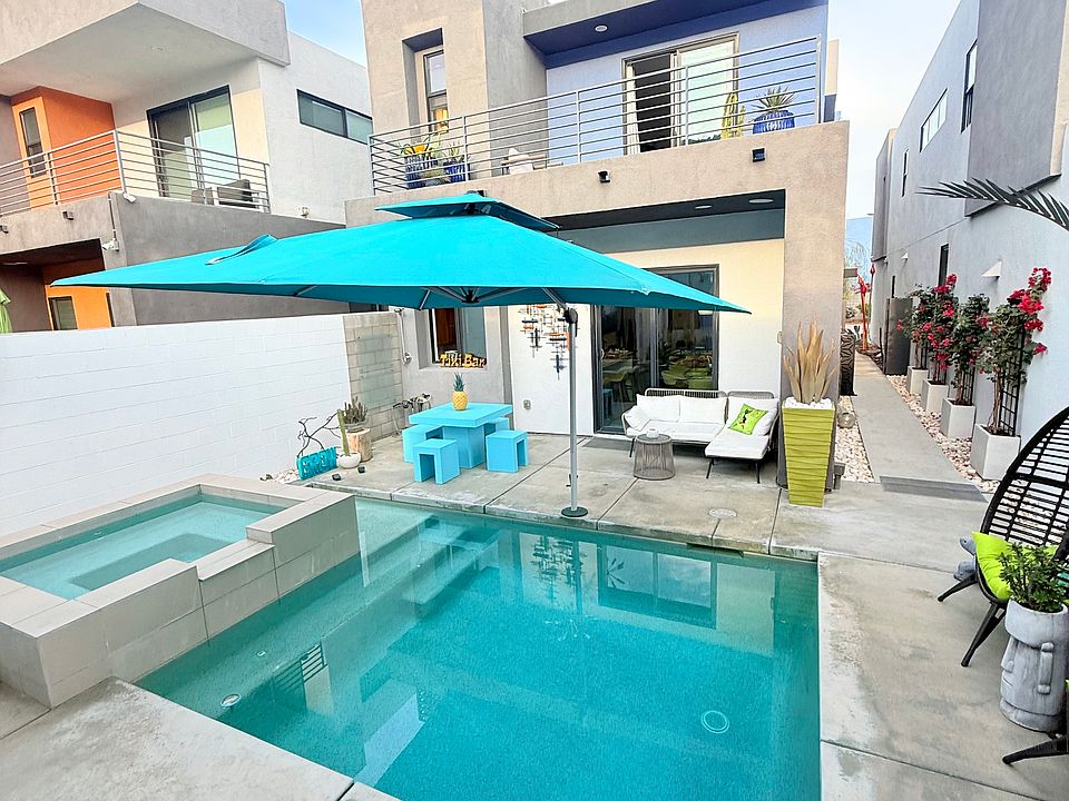 Looking at the pool from In-law Suite with Umbrella up to protect from the hot sun.