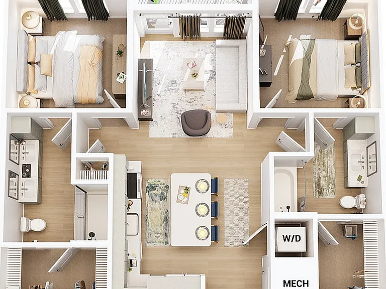 3D Floorplan - Unit B1 3D Floorplan - Unit B1