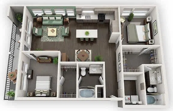 Floor plan Two Bed Two Bath B3