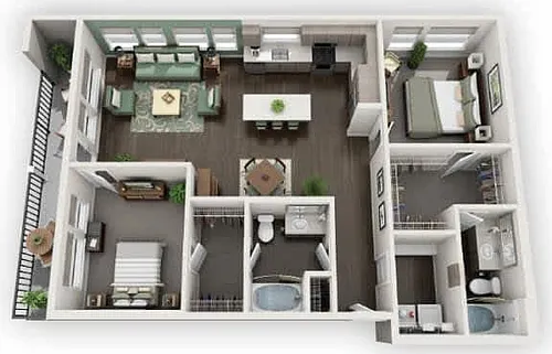 Floor plan Two Bed Two Bath B3