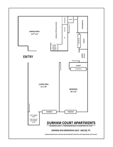 Floor plan ABC - Garden One Bedroom Plus