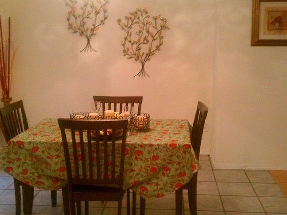 Dining room with tile floors.