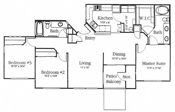 Floor plan C1 & C2 - 3 BR | 2 BA