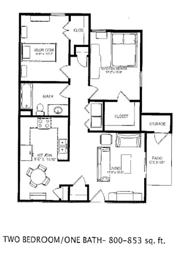 Floor plan 2 Bedroom - 60AMI