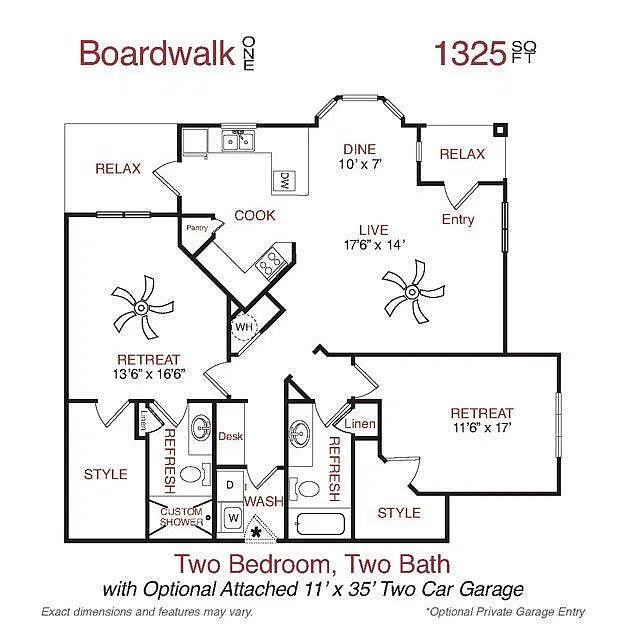 Floor plan Boardwalk One Garage