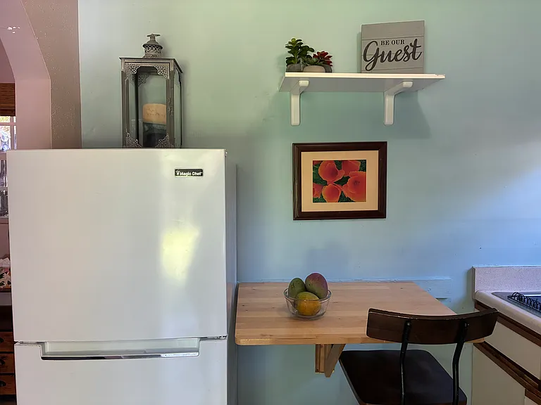 There is a table for eating, or for working