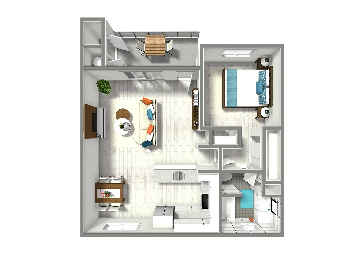 Floor plan 1 Bed 1 Bath Plan F