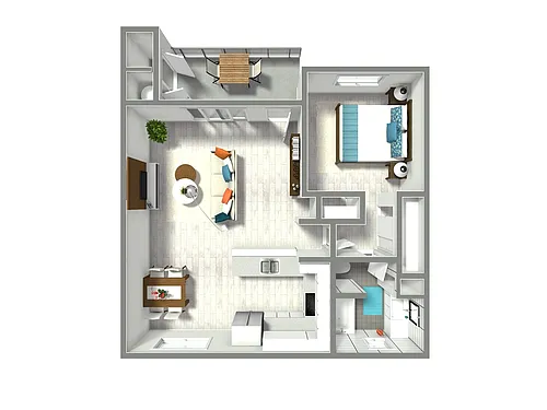 Floor plan 1 Bed 1 Bath Plan F