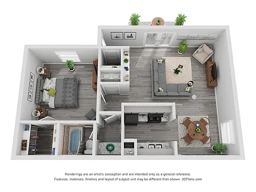 Floor plan 1x1C Renovated