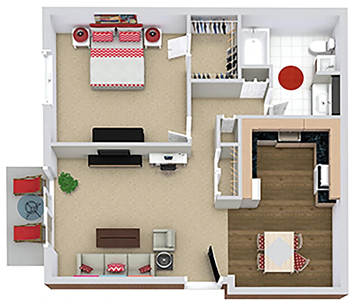 Floor plan 1 Bedroom 1 Bath
