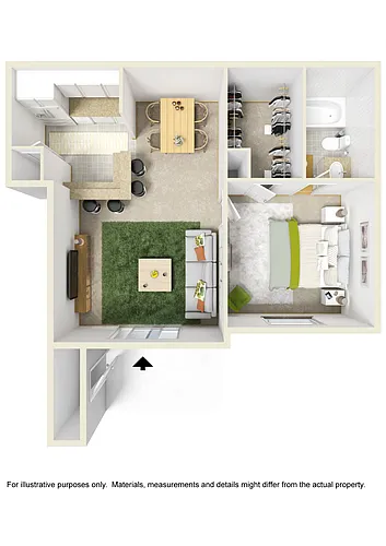 Floor plan 1 Bed 1 Bath