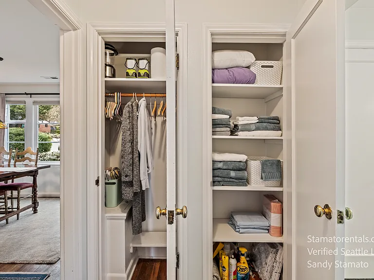 Generous storage with extra linens and everyday essentials.