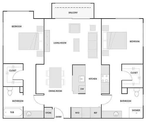 Floor plan 2 Bed/2 Bath-The Seahorse