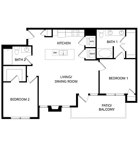 Floor plan 2x2 Compass