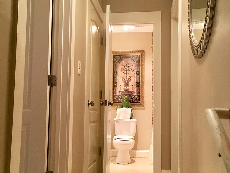 Hallway. Master on the left, guest on right.