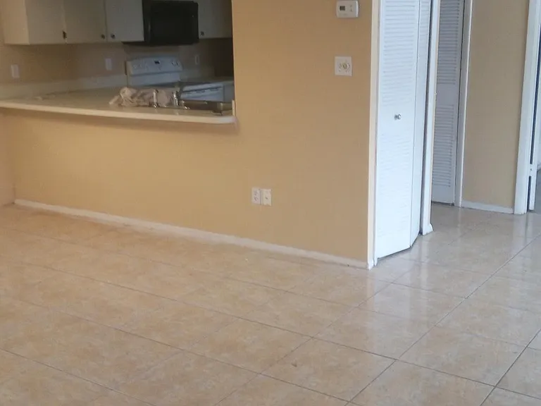 View from living room to kitchen
