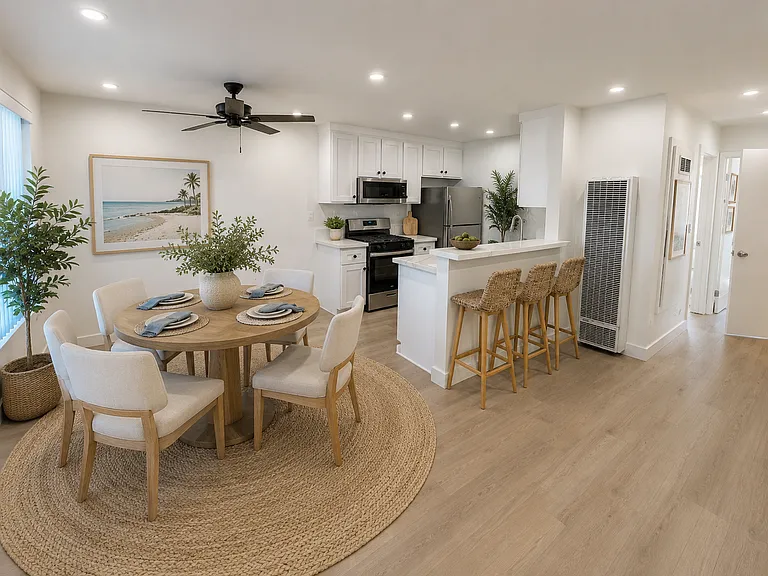This photo is virtually staged and the apartment does not come furnished!