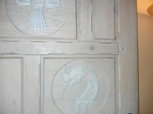 Close-up of the hand craftet front door