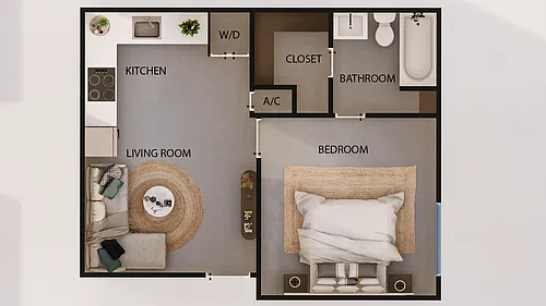 Floor plan 1 Bedroom|1 Bath