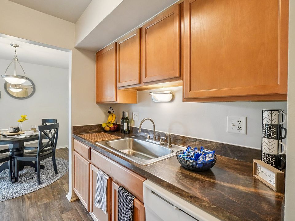Efficient kitchen at Drawbridge Apartments in Harrison Township, MI.
