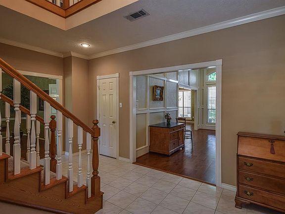 The entry way opens right into the family room.