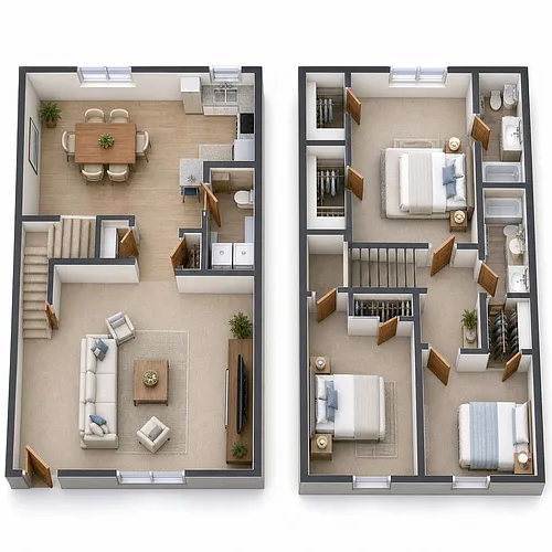 Floor plan Three Bedroom Townhouse