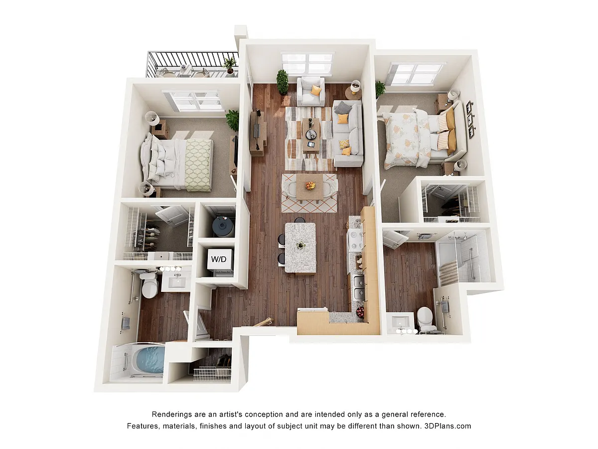 Floor plan Two Bedroom 2B (Audio/Visual)