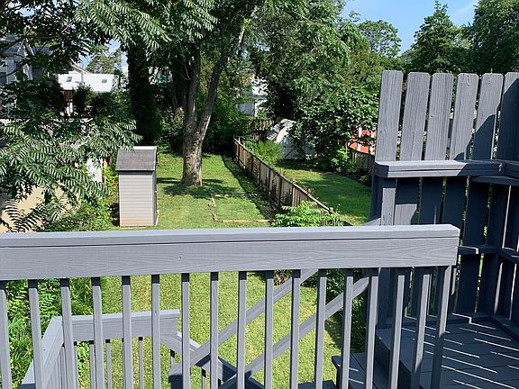 Deck and view of back yard