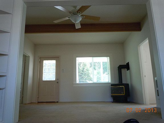 Heat rated fireplace makes the place toasty.
