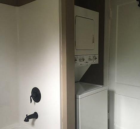 Bathroom with stackable washer and dryer