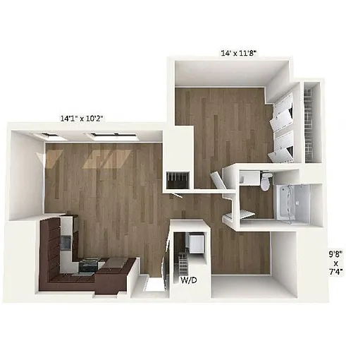 Floor plan A12 | 1 Bed | 1 Bath