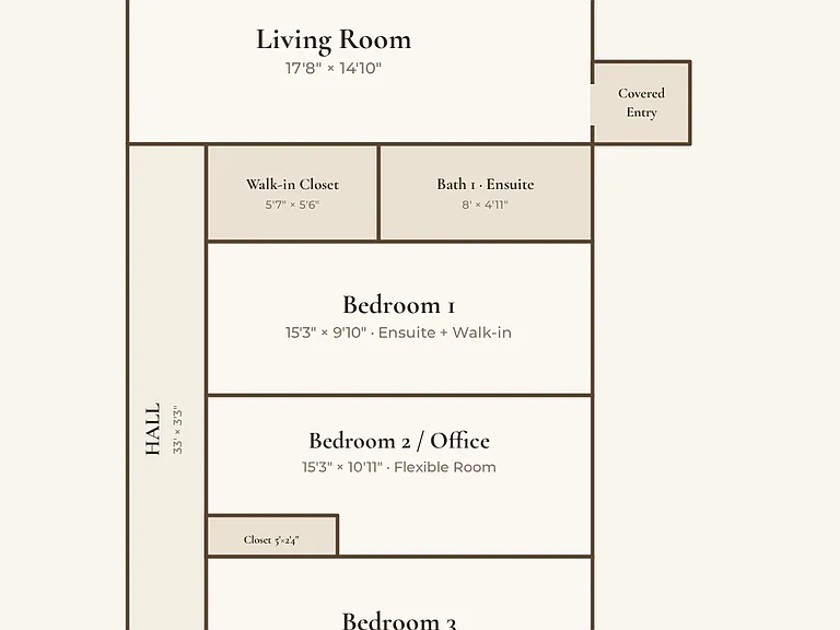 1023 Bond Floor Plan. Note the flexible layout that makes this apartment really nice for two or three roommates