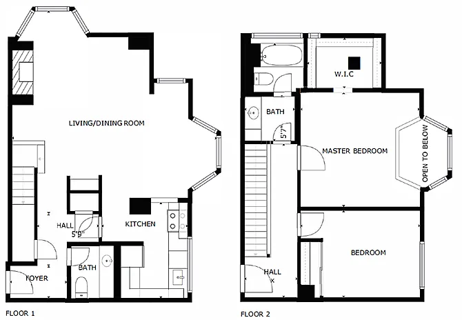 Floor plan 2 Bed, 1.5 Bath