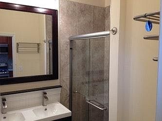 Shower and double vanity (first bath)