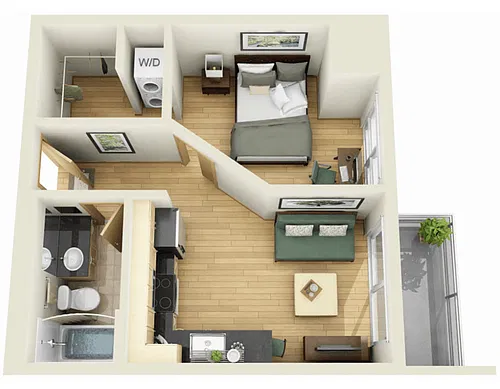 Floor plan 1 Bedroom E
