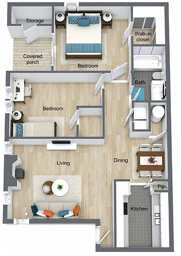 Floor plan Two Bedroom - One Bath