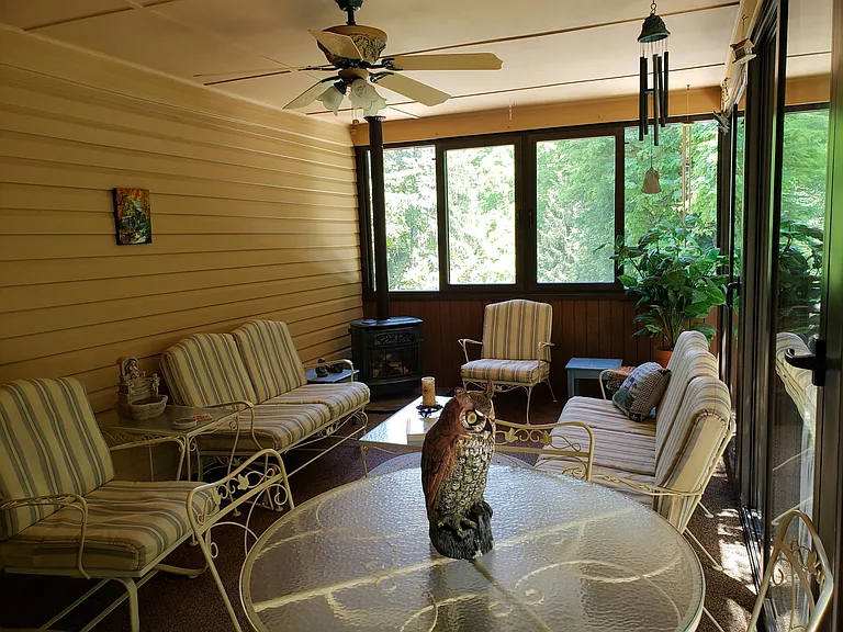 Screend Sun Porch, Electric Ceiling Fan