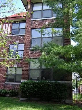 This is the front view of the building. The apartment is on