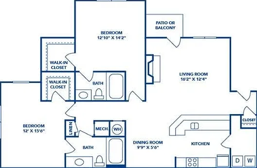 2 Bedroom | 2 Bath | 1250 SF 2 Bedroom | 2 Bath | 1250 SF